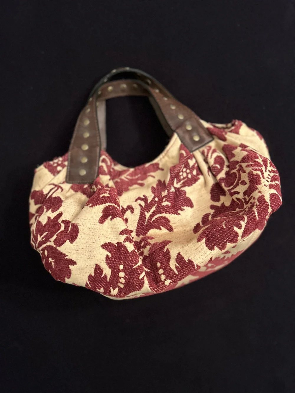 Fashion Express vintage Y2K floral medium bag with leather grommet straps